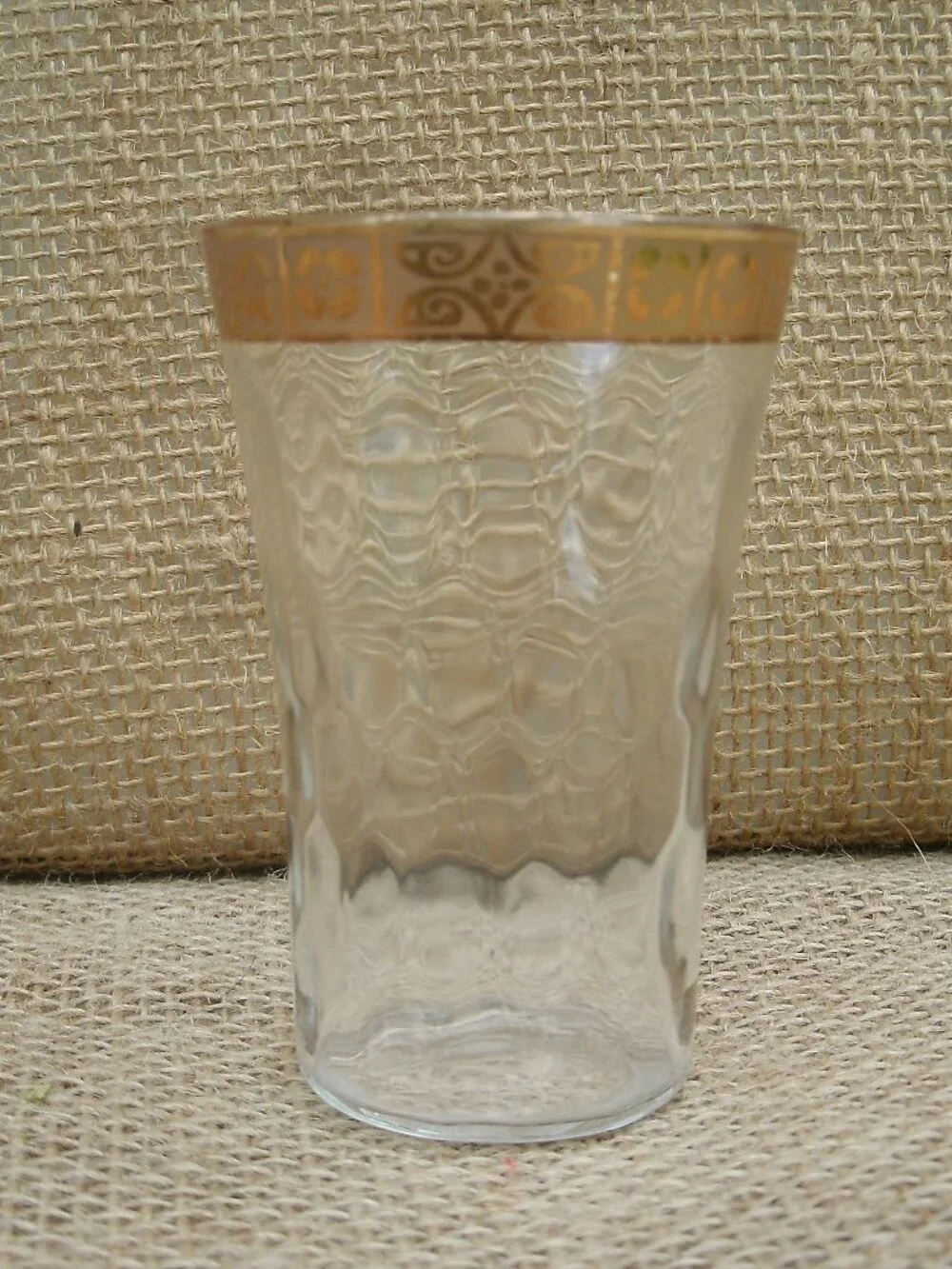 Vintage West Virginia Glass Optic 22K Gold Cordial Glass Set of 6